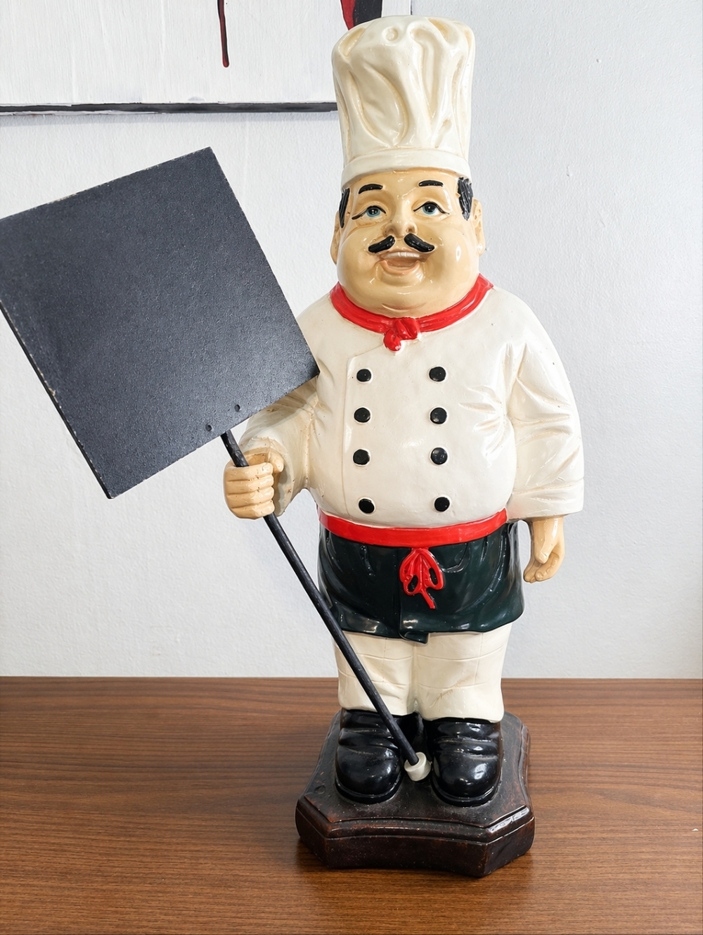 Vintage Chef Menu Board Figurine 15.5” Kitchen Decor Chalkboard Style